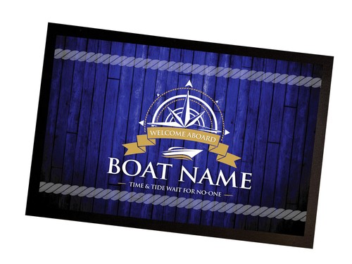 Personalised boat mat - boat, blue