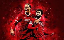 VAN DIJK AND MO SALAH LIVERPOOL ABSTRACT CANVAS WALL ART DECOR LARGE 20X30 INCH