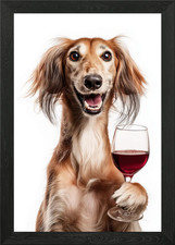 Saluki dog with wine glass - saluki,