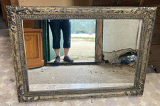 Vintage Retro Large Black & Gold Ornate Mirror 109 x 79 cm