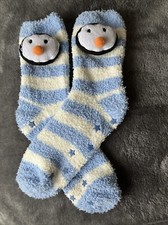 Blue & White Penguin Slipper Socks