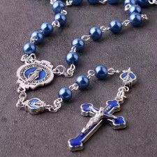 Blue catholic rosary beads - blue,