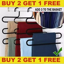 Clothes Pants Trouser Hanger Multi Layer Storage Closet Space Saver Organizer UK