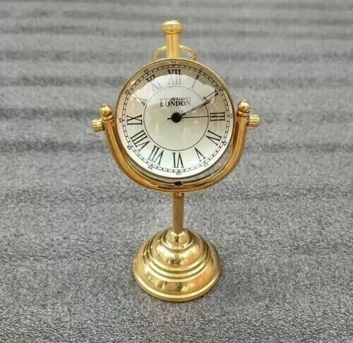 Antique brass desk clock - antique,