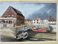 Emsworth Harbour 20thc watercolour by Brian Denyer signed & framed 48 x 39 cms