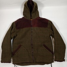 HI-DIVER Mens Tweed Fleece Lined Shooting / Hunting Jacket - Green Check -Size M