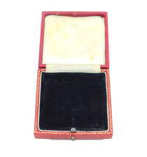 Red Tooled Leather Jewellery Box Antique c1940 Art Deco