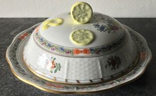 HEREND INDIAN BASKET fd PATTERN porcelain LEMON LIDDED SERVING DISH