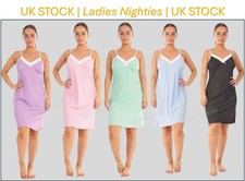 Nightdress Nightie Ladies Womens Night Wear Lace Chemise Strap  100% Cotton NEW