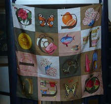 Vintage Gucci Large Silk Scarf Alphabet G Logo Horsebite Butterfly Flowers