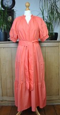 Marks & Spencer Autograph Coral Midi Dress – Tiered Style Cotton – Size 18