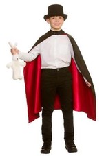 Kids Unisex Black/Red Magicians Cape Fancy Dress Costume