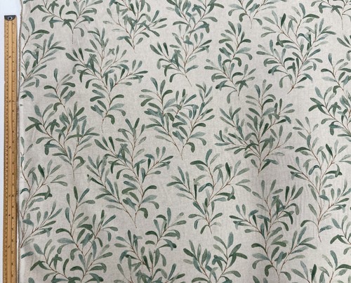 Green foliage curtain fabric - green,