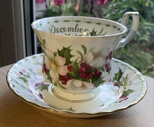Royal Albert China December Flower of the Month Christmas Rose Tea Cup & Saucer