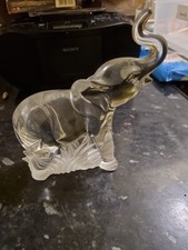 Clear Crystal Glass Elephant Figurine Orniment Paperweight