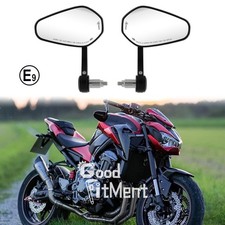 Pair 7/8" Motorcycle Handlebar End Rearview Mirror For Kawasaki Z1000 Z900 Z750S
