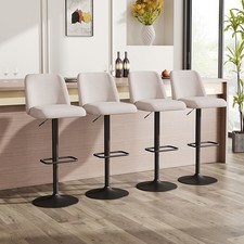 2X Linen Bar Stools Kitchen Counter Island Breakfast Dining Chairs Padded Seat