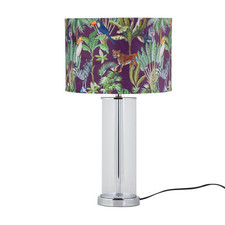 Modern Chrome & Glass Table Lamp Bedside Light with Safari Velvet Shade