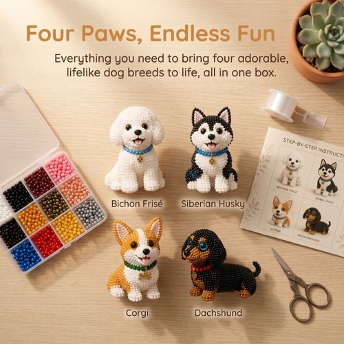 Diy animal bead embroidery kit - diy,