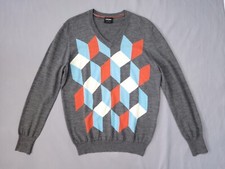 Mens Galvin Green Golf Jumper Size Large V Neck Wool Sweater Pullover Check