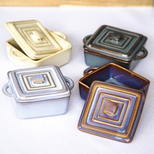 Set Of 4 Square Reactive Glaze