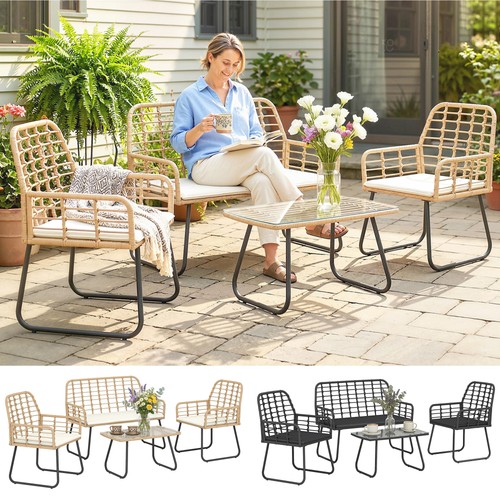Rattan garden furniture set - garden,
