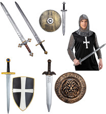 Knight Sword & Shield Set Kids Adults Medieval Weapons Fancy Dress Prop Knight