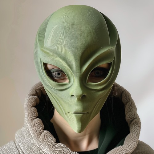 Printed alien face mask - alien,