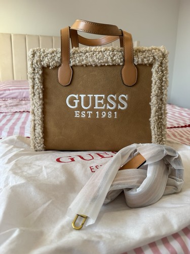 Guess teddy tote bag brown - guess,