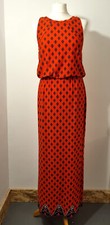Tigerlily Maxi Dress Size UK 8 Orange Red Paisley Hippie Boho Grecian