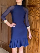 Women's Latin Dance dress Blue.  Suitable for Competition or Exam / size 8