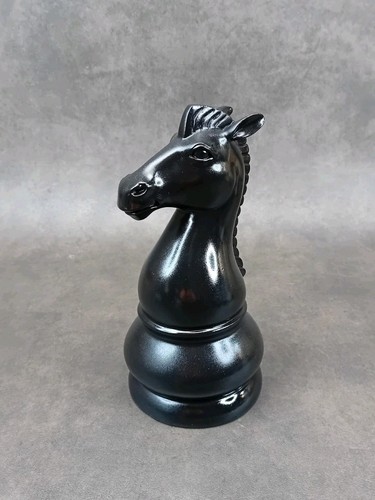 Large black knight chess piece - large,