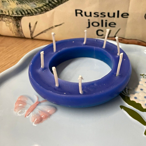 Blue white glossy ceramic - &,