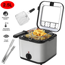 2.5Ltr Compact 900W Electric Stainless Steel Deep Fat Fryer Non-stick Chip Pan