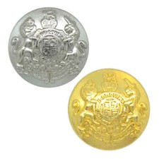 METAL MILITARY ROYAL COAT OF ARMS CREST SHANK BUTTONS 20mm Gold or Silver