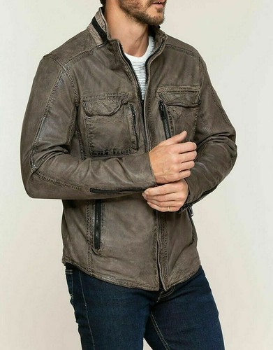 Men biker beige brown - men's,