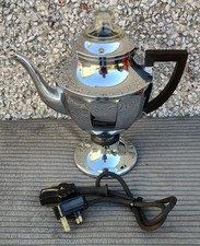 VINTAGE SWAN BRAND CHROME PLATED ELECTRIC COFFEE PERCOLATOR - FULLY TESTED