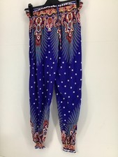 Blue Patterned Boho Trousers Harem Pants Hippy Size S
