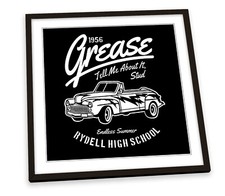 Grease High School Truck Film Black FRAMED ART PRINT Picture Square Artwork