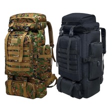 80L Men Camping Backpack Travel Bag Tactical Molle Rucksack Climbing Hiking UK