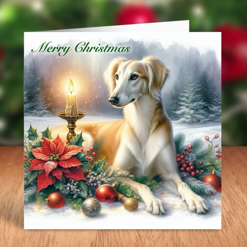 Saluki dog christmas - saluki, card