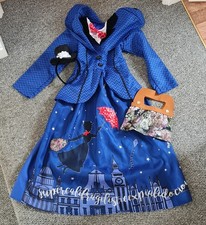 Mary Poppins Dress Up 7-8 Years. Dress, Hat And Bag. Disney. Good Condition....