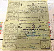 Vintage paper Receiving Licences (UK) 1941 & 1942 (Stafford) - amazing find