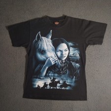 Vintage Rock Eagle T Shirt Mens M Black Native American Horse Girl Single Stitch