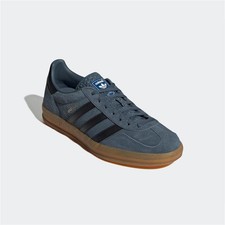 Adidas Gazelle Indoor Trainers Grey / Blue Black Gum Authentic Brand New