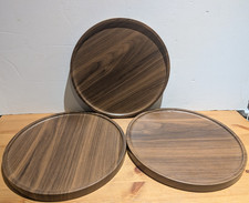 3 x Round Wooden Serving Tray