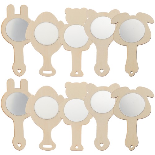 Pcs small wooden mirrors - 10,