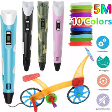 3D Printing Pen Set Doodle 5Mx10 Colours PLA Filament Printer Drawing Kids'Gift