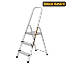 TOUGH MASTER Folding Ladder 3 Steps Aluminium 150kg Max Capacity Anti Slip Steps