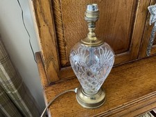 Waterford Cut Crystal Table Lamp Glass & Gold Tone WORKING 28cm